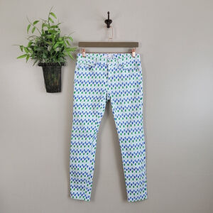 Vineyard Vines 6 Ikat Polka Dot Print White Skinny Ankle Jegging Stretch Jeans